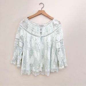 Current Air Light Blue Lace Top